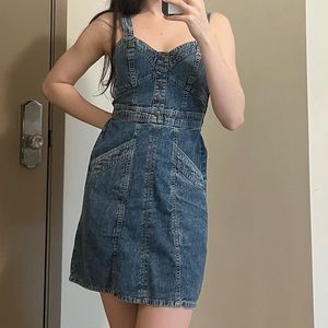 Denim/Jean Bustier Mini Dress, Blue